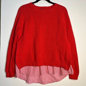 Lauren Ralph Lauren Black Label Coral Layered Look Striped Split Side Sweater M